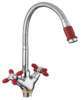 Смеситель-елочка Fashun гибкий излив хром/красный FASHUN (арт. A43127-10)