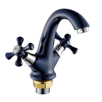 Смеситель для раковины двухвентильный Lemen хром/чёрный LEMEN (арт. LD-1165E)