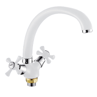 Смеситель-елочка Lemen литой нос на гайке хром/белый LEMEN (арт. LD-91765W)