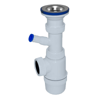 Изображение Сифон "Элит" с нерж. чашкой Ø70мм и отводом для стир. машины (1'1/2-Ø40) Виркэн (арт. 30980614)
