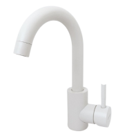 Смеситель для раковины однорычажный Lemen на гайке белый нержавейка LEMEN (арт. LA1060W)