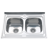 Изображение Мойка накладная 0,6мм 60х80 двойная глубина 160мм Melana (арт. 86080S)
