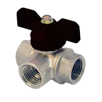 Изображение Кран шаровой трехходовой 1/2 в/в/в - бабочка латунь FRAP (арт. F217.04)
