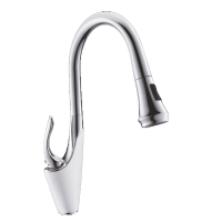 Смеситель для кухни однорычажный Rose с выдвижной лейкой хром/белый латунь ROSE (арт. R123F)