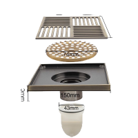 Изображение Трап душевой 150х150 бронза GAPPO (арт. G81501-4)
