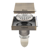 Изображение Трап душевой 100х100 бронза GAPPO (арт. G81005-4)
