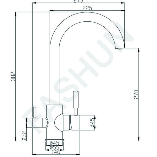 Смеситель для кухни Fashun для фильтра питьевой воды высокий излив латунь FASHUN (арт. A4397)