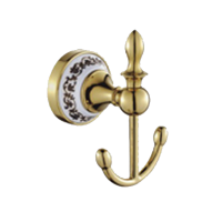 Изображение Крючок в ванную двойной белая эмаль/золото OUTE (арт. TG2001-2)
