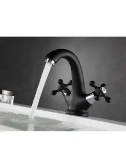 Смеситель для раковины двухвентильный Ammore черный/матовый D-Lin (арт. A1081-A)