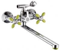 Смеситель для ванны двухвентильный Feinise длинный излив хром/зелёный FEINISE (арт. S71308-21-40F)