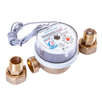 Изображение Счетчик воды универс.Эко Ном,дл.80мм (импульс)+комп.монтаж.частей с клапаном Эко Ном (арт. СВ80-009)
