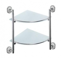 Изображение Полка в ванную угловая стеклянная 2-ярусная (20см Х 20см) FEINISE (арт. S0307-2)
