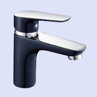 Смеситель для раковины однорычажный Lemen на гайке хром/чёрный LEMEN (арт. LC-1313E)