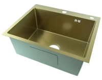 Изображение Мойка врезная 3,0мм Fmark 50х45 матовое золото глубина 200мм в комплекте сифон Fmark (арт. FSC5045C)
