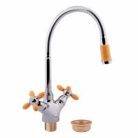 Смеситель-елочка Fashun гибкий излив хром/жёлтый FASHUN (арт. A43127-9)