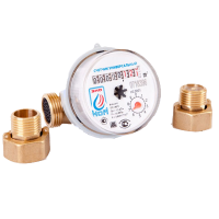 Изображение Счетчик воды универс.Эко Ном, длина 80мм+комп.монтажных частей с клапаном Эко Ном (арт. СВ80-004)
