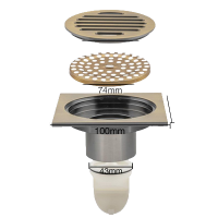 Изображение Трап душевой 100х100 бронза GAPPO (арт. G81001-4)
