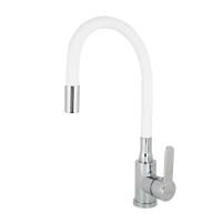 Смеситель для кухни однорычажный Pursh гибкий излив хром/белый LEMEN (арт. R99307W)