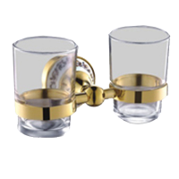 Изображение Держатель со стаканом двойной белая эмаль/золото OUTE (арт. TG2002-2)
