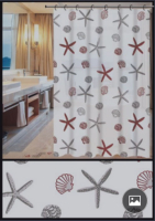 Изображение Штора для ванной 180х180 см морские звезды с ракушками на белом фоне FASHUN (арт. A8810)
