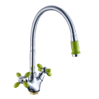 Смеситель-елочка Rainsberg гибкий излив на гайке хром/зелёный RAINSBERG (арт. R6013F-9)