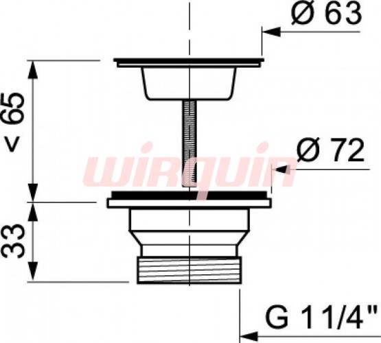 Выпуск "Wirquin" с нержавеющей чашкой Ø63мм (1'1/4) Виркэн (арт. 30718055) оптом от компании Аквалига
