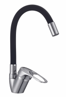 Смеситель для кухни однорычажный D-Lin гибкий излив хром/чёрный D-Lin (арт. D150628-1C)