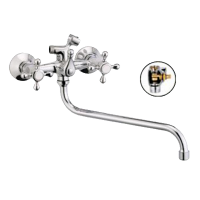 Смеситель для ванны двухвентильный Lemen длинный излив LEMEN (арт. LD-2109)