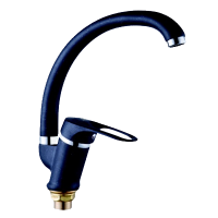 Смеситель для кухни однорычажный Rainsberg высокий излив на гайке чёрный гранит RAINSBERG (арт. R3113KF-1)