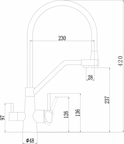 Смеситель для кухни Fmark гибкий излив на гайке для фильтра питьевой воды бронза/чёрный Fmark (арт. FS0662-C01)