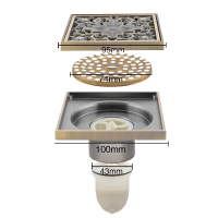 Изображение Трап душевой 100х100 бронза GAPPO (арт. G81003-4)
