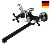 Смеситель для ванны двухвентильный Ammore длинный излив хром/чёрный Ammore (арт. A4681-A)