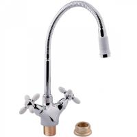 Смеситель-елочка Fashun гибкий излив хром/белый FASHUN (арт. A43127-8)