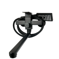 Смеситель для ванны однорычажный Pursh длинный излив чёрный нержавейка Pursh (арт. R22301E)