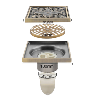 Изображение Трап душевой 100х100 бронза GAPPO (арт. G81004-4)
