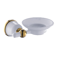 Изображение Мыльница стеклянная белая эмаль/золото OUTE (арт. TG1903)

