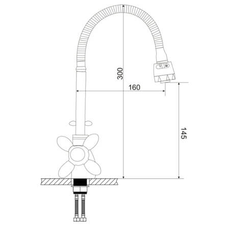 Смеситель-елочка Feinise гибкий излив хром/зелёный FEINISE (арт. S54308B-21)