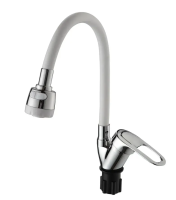 Смеситель для кухни однорычажный Ammore гибкий излив хром/белый Ammore (арт. A5040-3T)