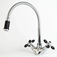 Смеситель-елочка Lemen гибкий излив хром/чёрный LEMEN (арт. LD-91634E-N19)