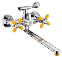 Смеситель для ванны двухвентильный Feinise длинный излив хром/жёлтый FEINISE (арт. S71308-9-40F)