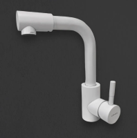 Смеситель для раковины однорычажный Lemen белый нержавейка LEMEN (арт. LA1061W)