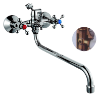 Смеситель для ванны двухвентильный Rainsberg длинный излив шаровой переключатель RAINSBERG (арт. R5023F)