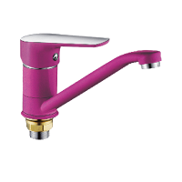 Смеситель для кухни однорычажный Lemen на гайке хром/розовый LEMEN (арт. LC-6313P)