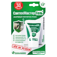 Изображение СанТехМастер Гель (Зеленый) 15гр. резьба до 1,5" (тюбик) Регион Спецтехно (арт. 61033)
