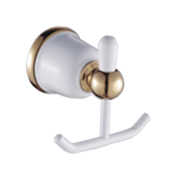 Изображение Крючок в ванную двойной белая эмаль/золото OUTE (арт. TG1901-2)
