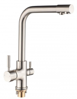 Смеситель для кухни Oute высокий излив на гайке для фильтра питьевой воды сатин латунь OUTE (арт. T653BL)