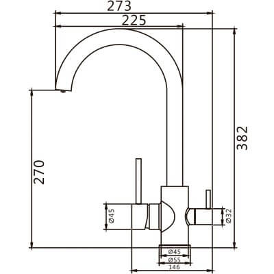 Смеситель для кухни Shevanik высокий излив на гайке для фильтра питьевой воды латунь SHEVANIK (арт. S168)