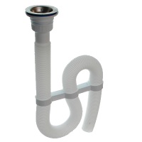 Изображение Сифон гофрированный "VIR" с нержавеющей чашкой Ø70мм (1'1/4-Ø40/50) Виркэн (арт. 30980312)
