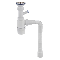 Изображение Сифон "Элит" с нерж.чаш.Ø70мм,отв.для стир.маш.,г/трубой L800мм(1'1/2-Ø40/50) Виркэн (арт. 30986143)
