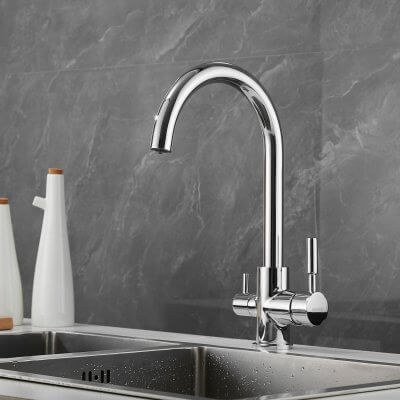 Смеситель для кухни Shevanik высокий излив на гайке для фильтра питьевой воды латунь SHEVANIK (арт. S168)